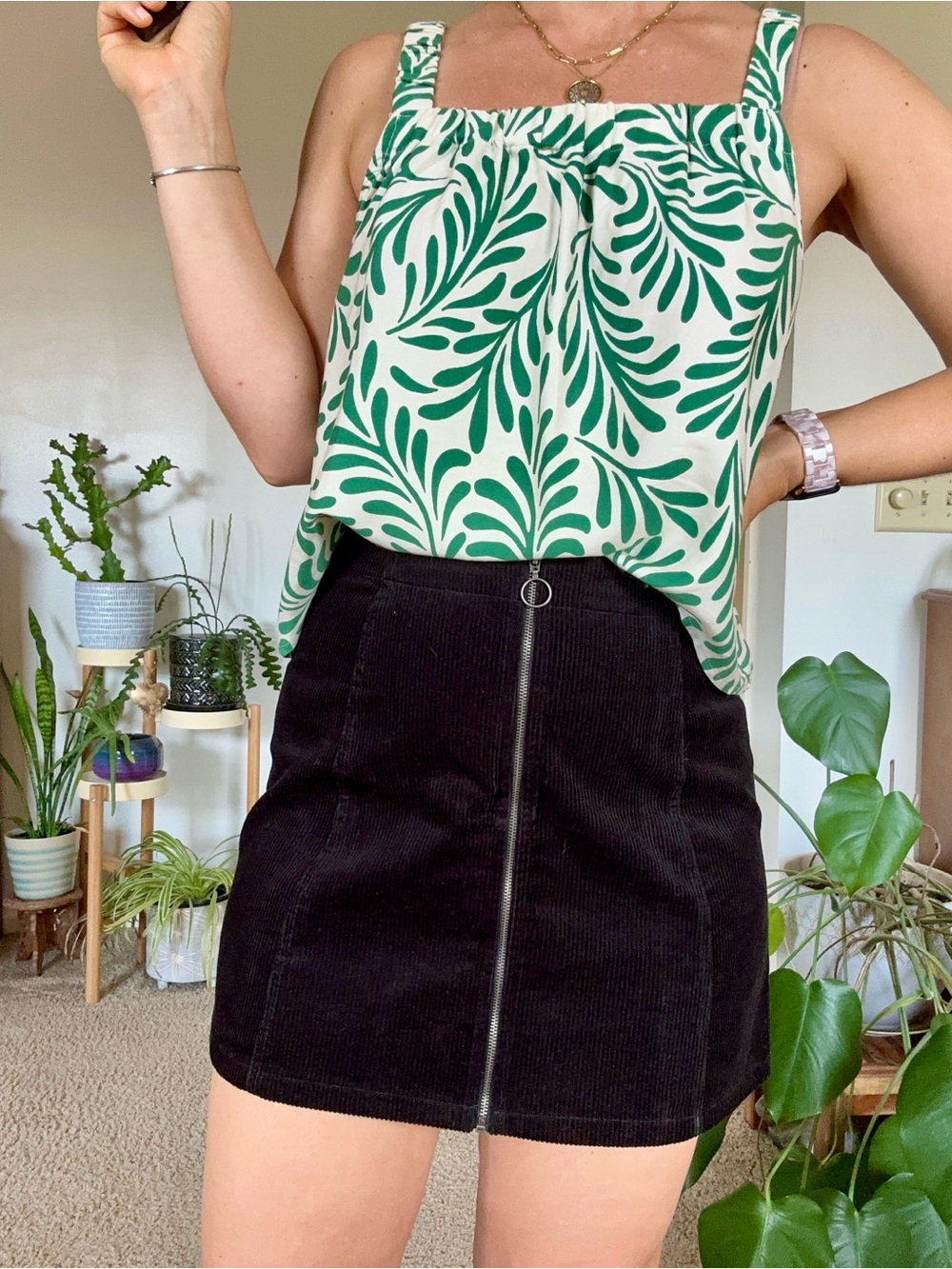 Vintage Corduroy Zip Mini Skirt
